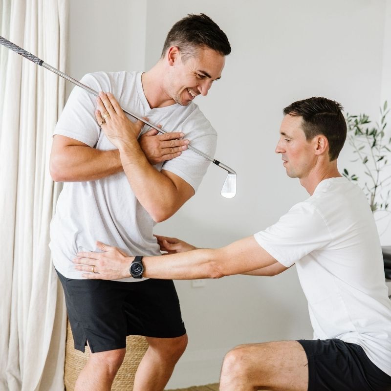 TPI Golf certified Physiotherapist works with a client